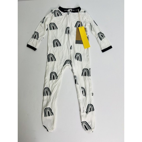 Kyte Baby Zippered Footie Black & White Rainbow 6-12 Month Retired Print New NIB